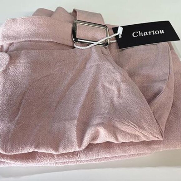 PINK Women Shorts Romper Front Button Cotton Linen- XL NEW WITH TAGS - Picture 2 of 3